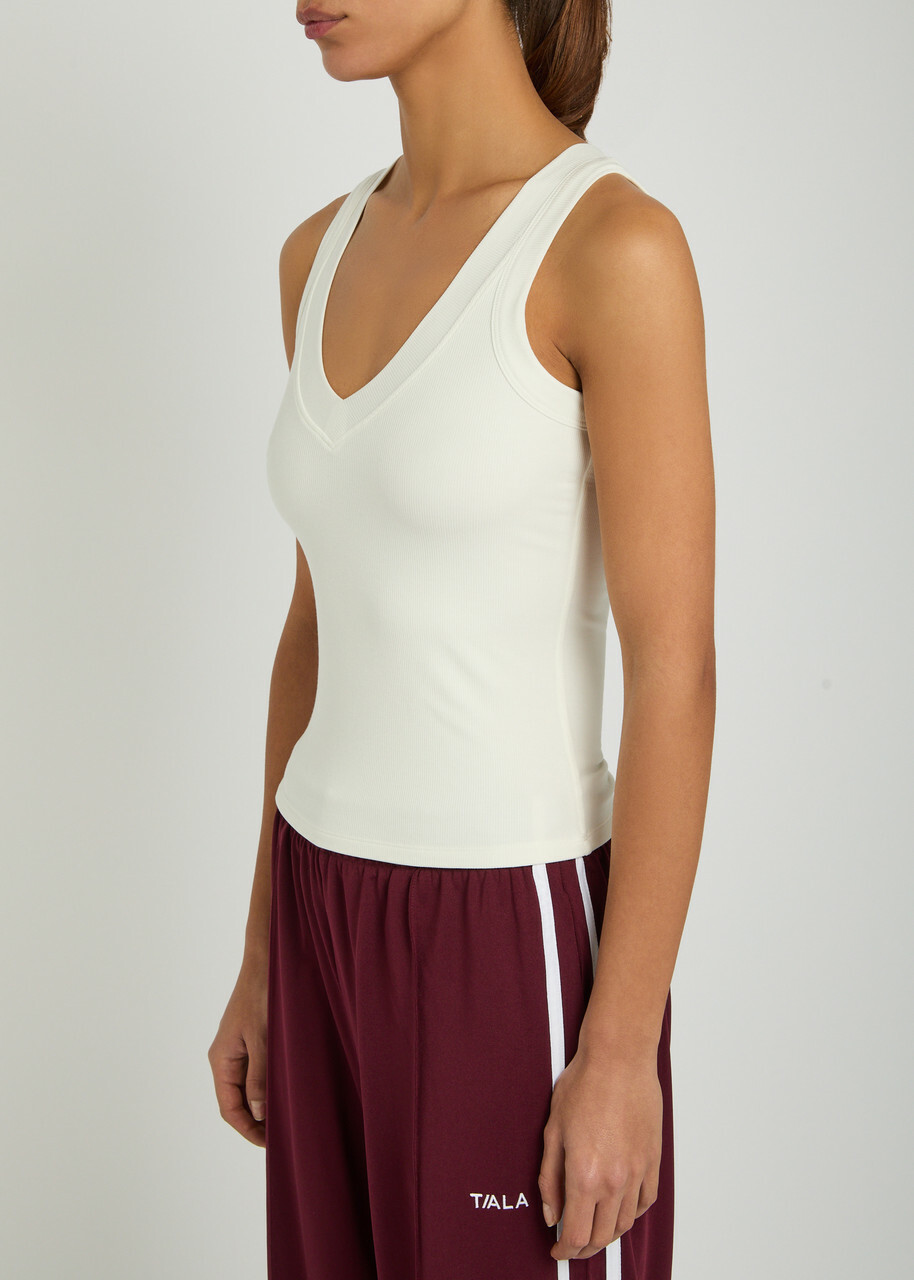 Tala 365 Ribbed V-neck Stretch-modal Vest Off White