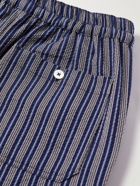 Howlin' - Tropical Straight-Leg Striped Cotton-Blend Seersucker Drawstring Trousers - Blue