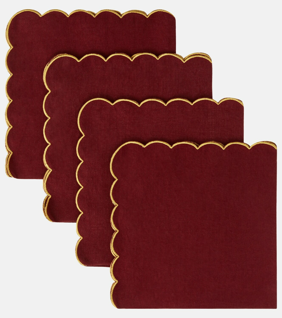 Once Milano Set of 4 scalloped linen napkins