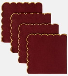 Once Milano Set of 4 scalloped linen napkins