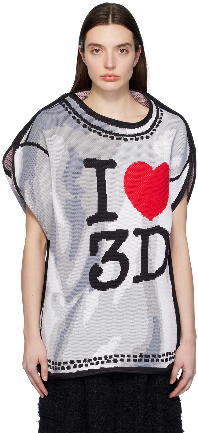 Doublet Gray & White 'I Heart 3D' Sweater