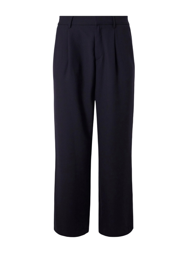 Photo: Mr P. - Wide-Leg Pleated Wool-Fresco Trousers - Blue