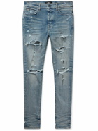 AMIRI - Thrasher Plus Skinny-Fit Distressed Jeans - Blue