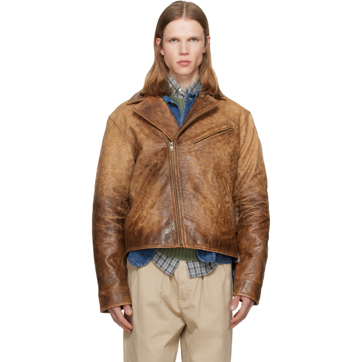 Photo: Polo Ralph Lauren Brown Leather Moto Jacket