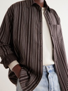 The Elder Statesman - Striped Wool and Cashmere-Blend Shirt - Brown