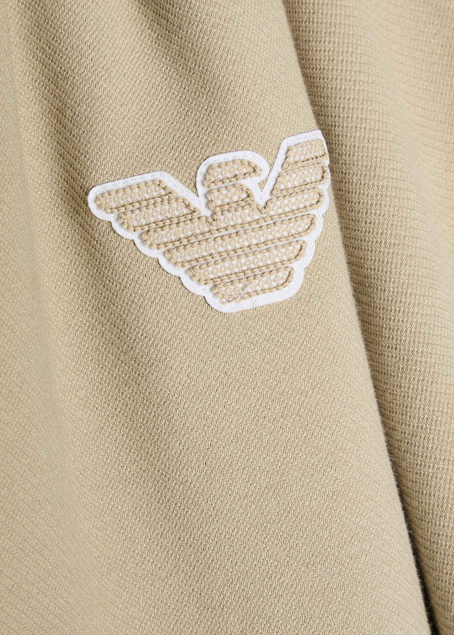 Emporio Armani Logo-appliquéd Piqué Cotton-blend Sweatpants Beige