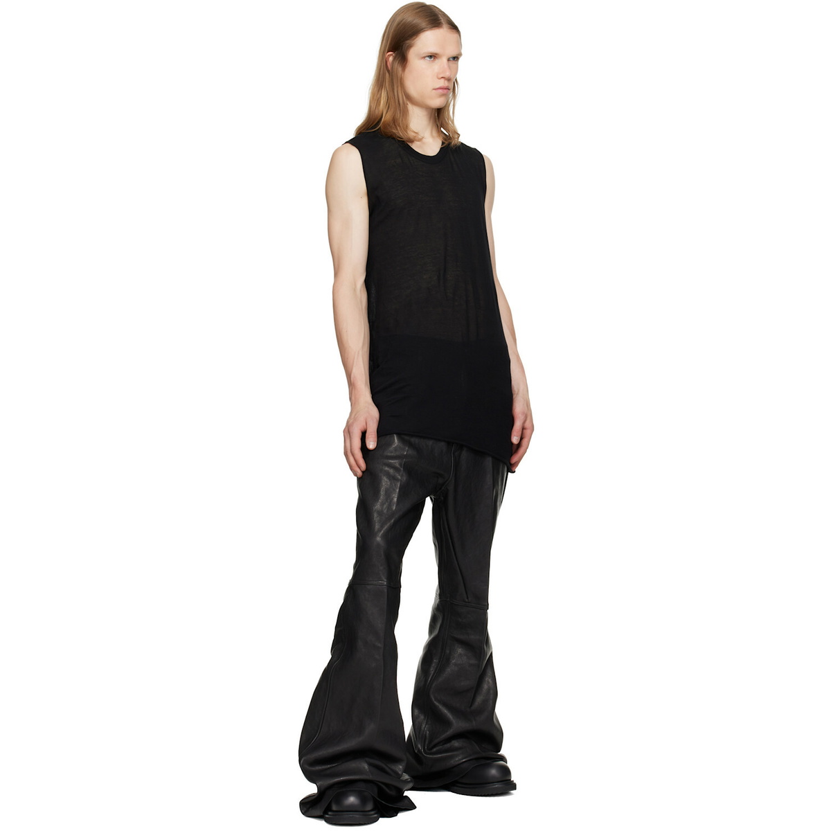 Rick Owens Black Tower Bolan Bootcut Leather Pants