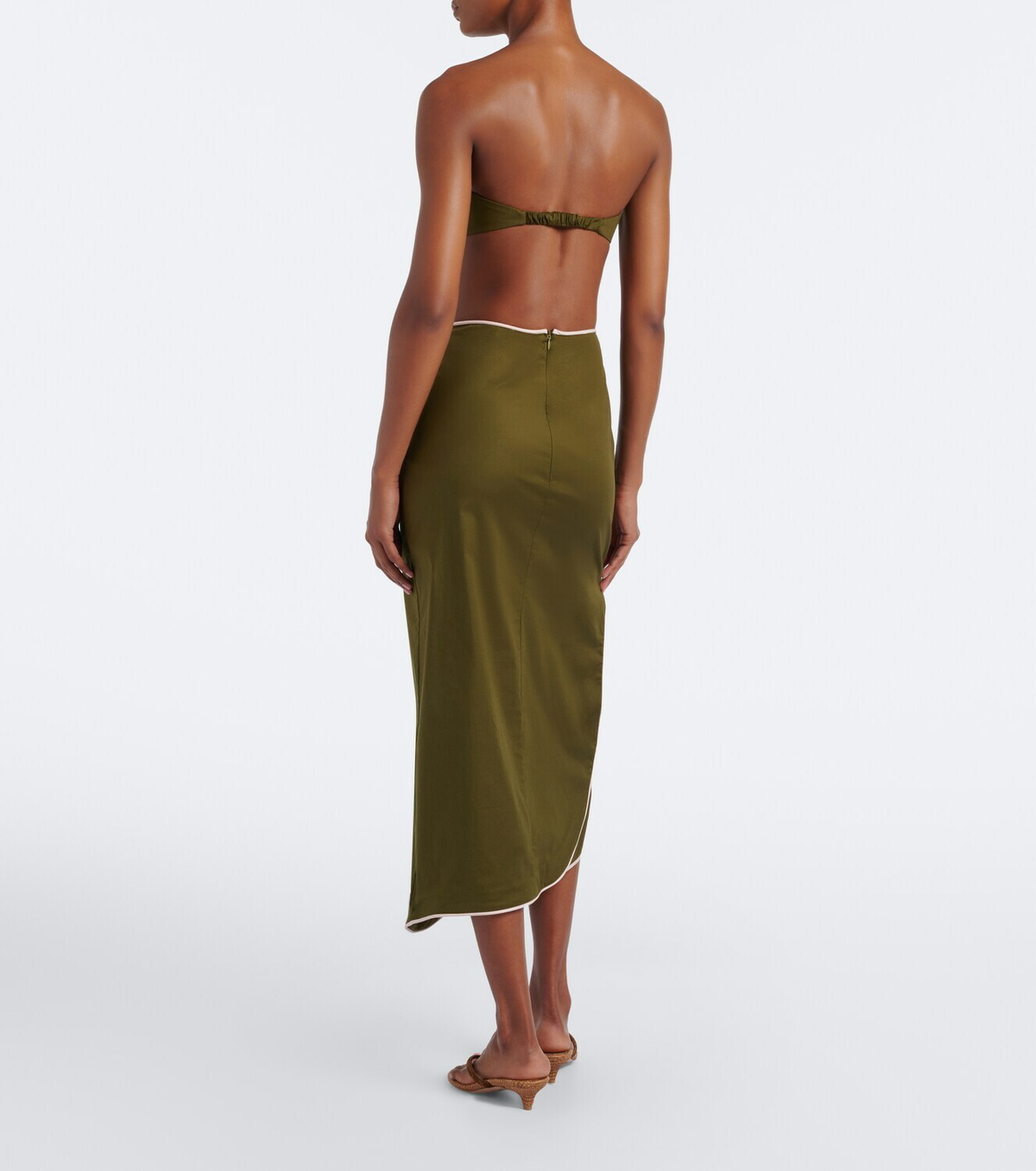 Adriana Degreas Ruffled cotton-blend midi skirt