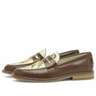 Duke + Dexter Men's Wilde Lemon Raffia Penny Loafer in Chestnut