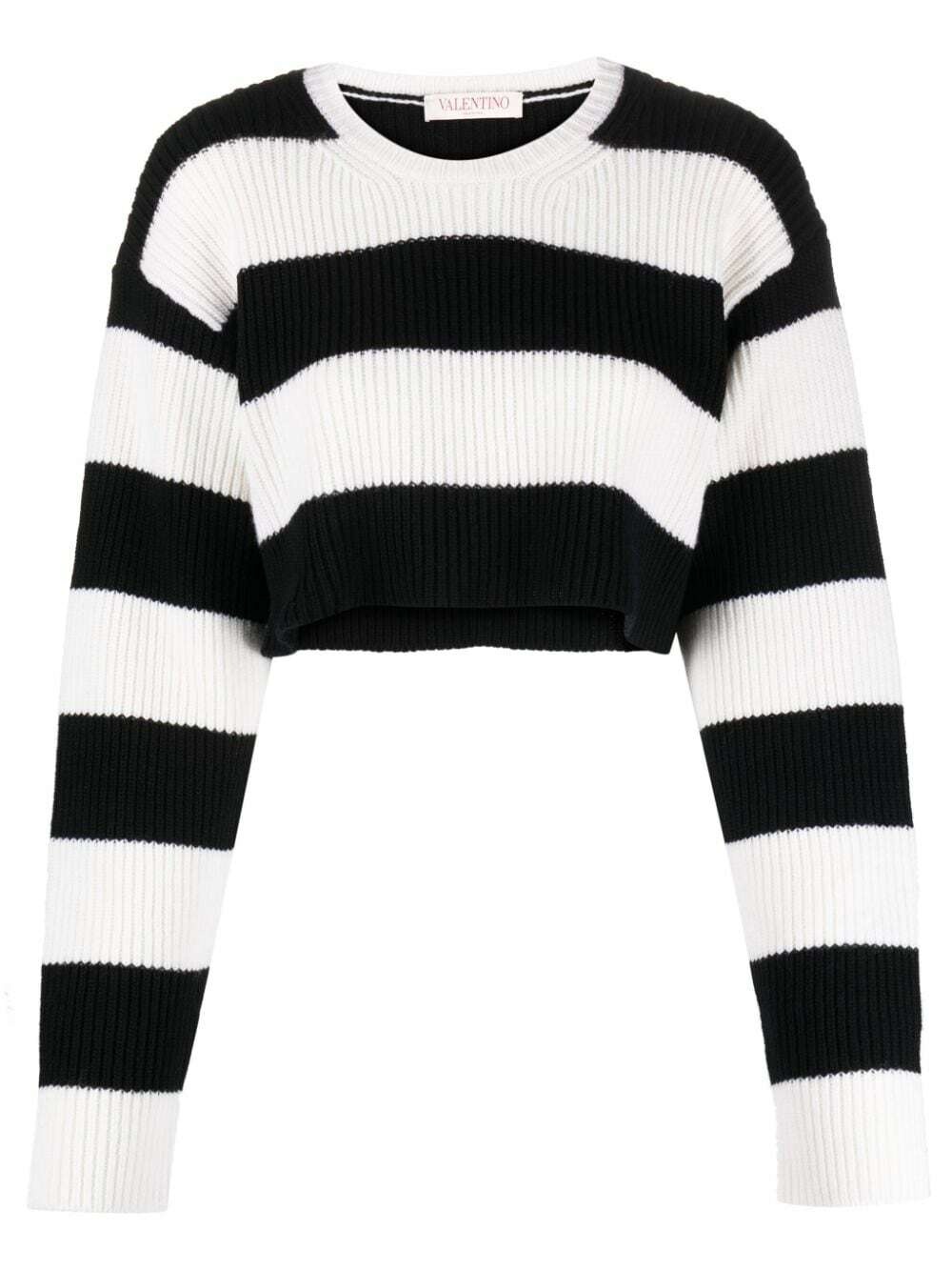 Photo: VALENTINO - Striped Wool Cropped Jumper
