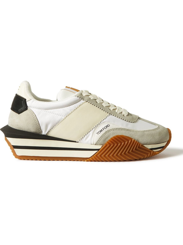 Photo: TOM FORD - James Rubber-Trimmed Leather, Suede and Nylon Sneakers - White