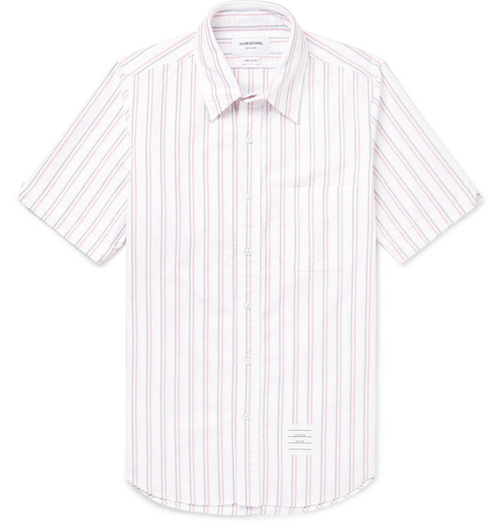 Photo: Thom Browne - Button-Down Collar Striped Cotton Oxford Shirt - White