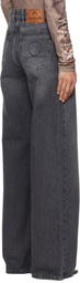 Marine Serre Gray Moon Laser High-Waist Flare Jeans