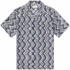 Dries Van Noten Men's Carltone Silk Vacation Shirt in Blue