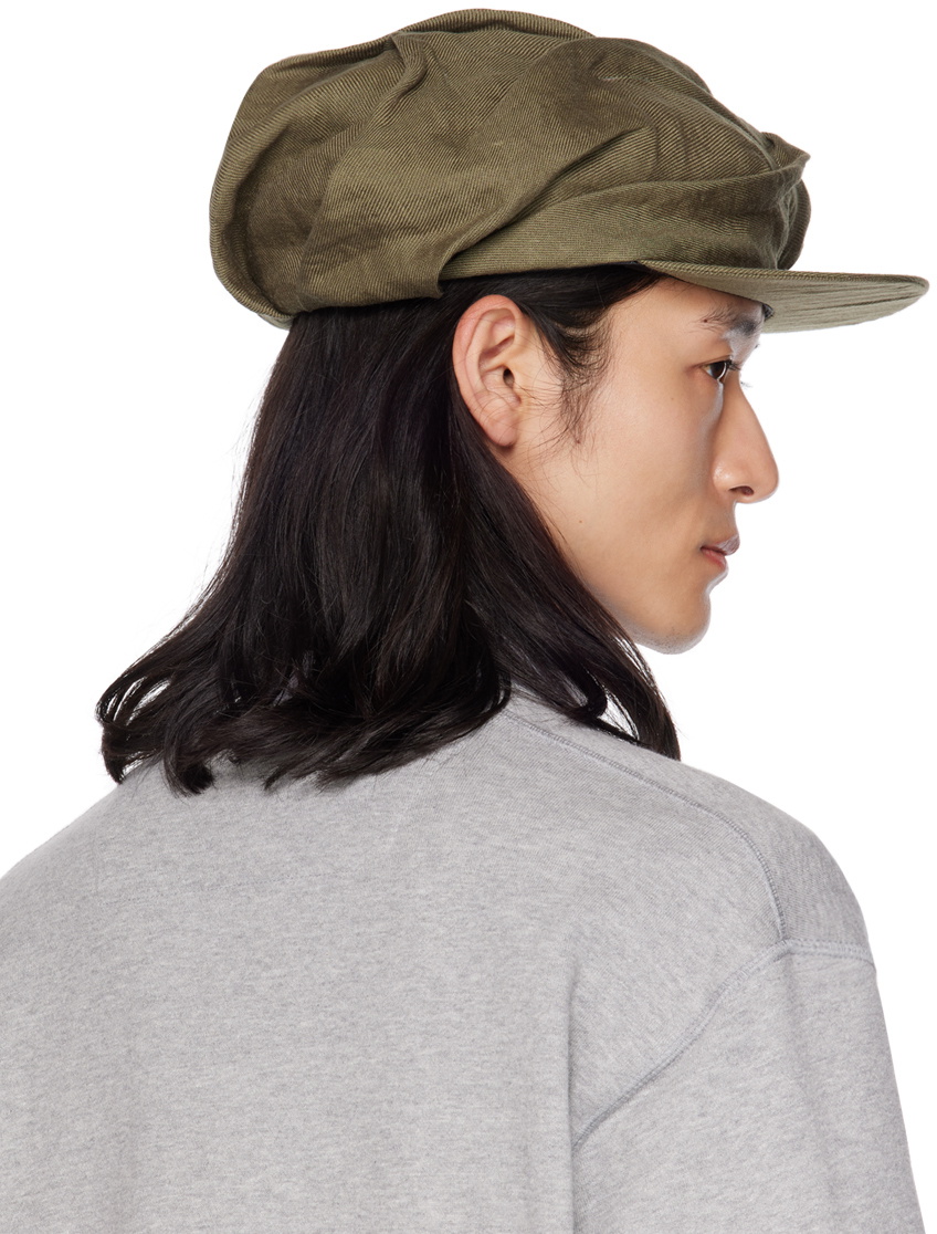 Yohji Yamamoto Khaki Deformed Clochet Flat Cap Yohji Yamamoto