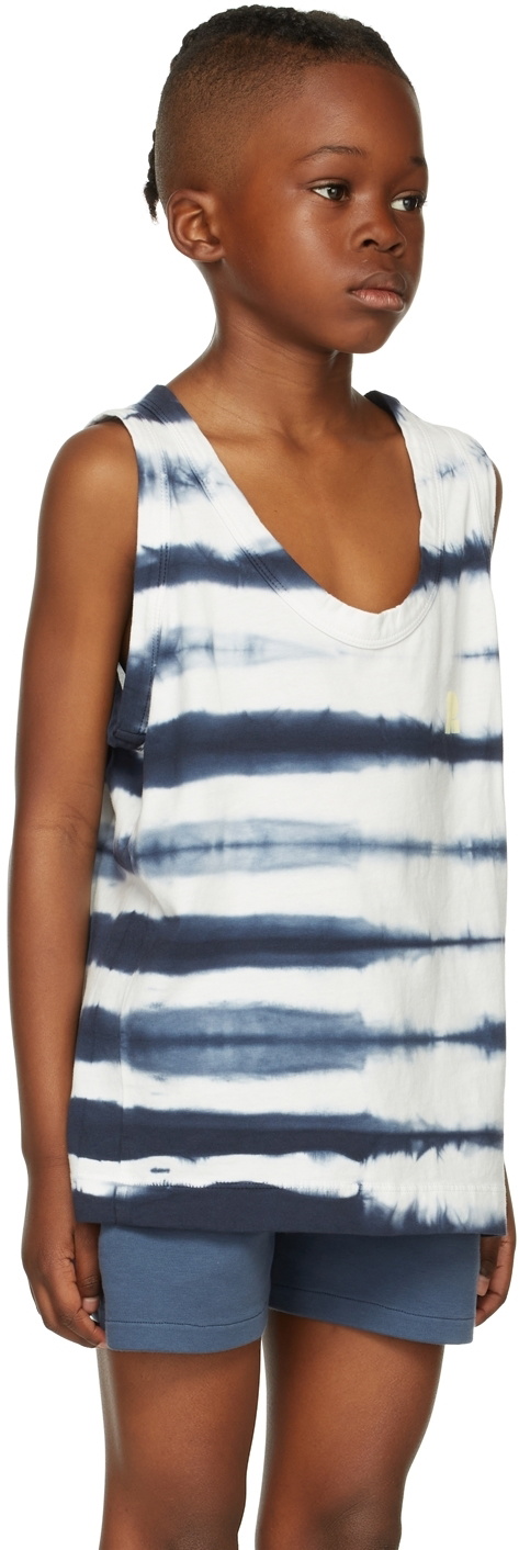 Repose AMS Kids White & Blue Tie Dye Tank Top