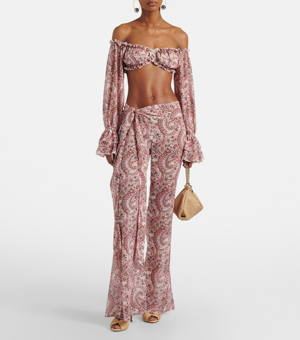 Bananhot Elma off-shoulder paisley crop top