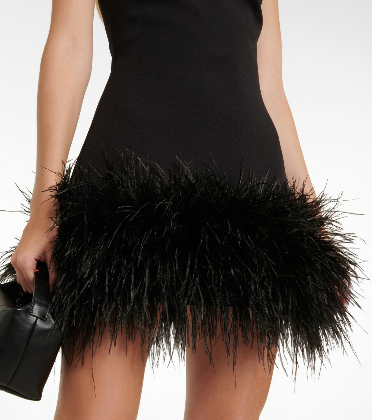 Safiyaa Strapless feather-trimmed minidress