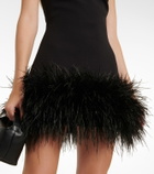 Safiyaa Strapless feather-trimmed minidress