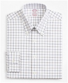 Brooks Brothers Men's Stretch Madison Relaxed-Fit Dress Shirt, Non-Iron Poplin Button-Down Collar Double-Grid Check | Brown
