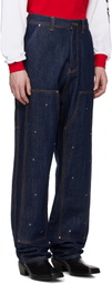 KUSIKOHC Navy Workwear Multi Rivet Jeans
