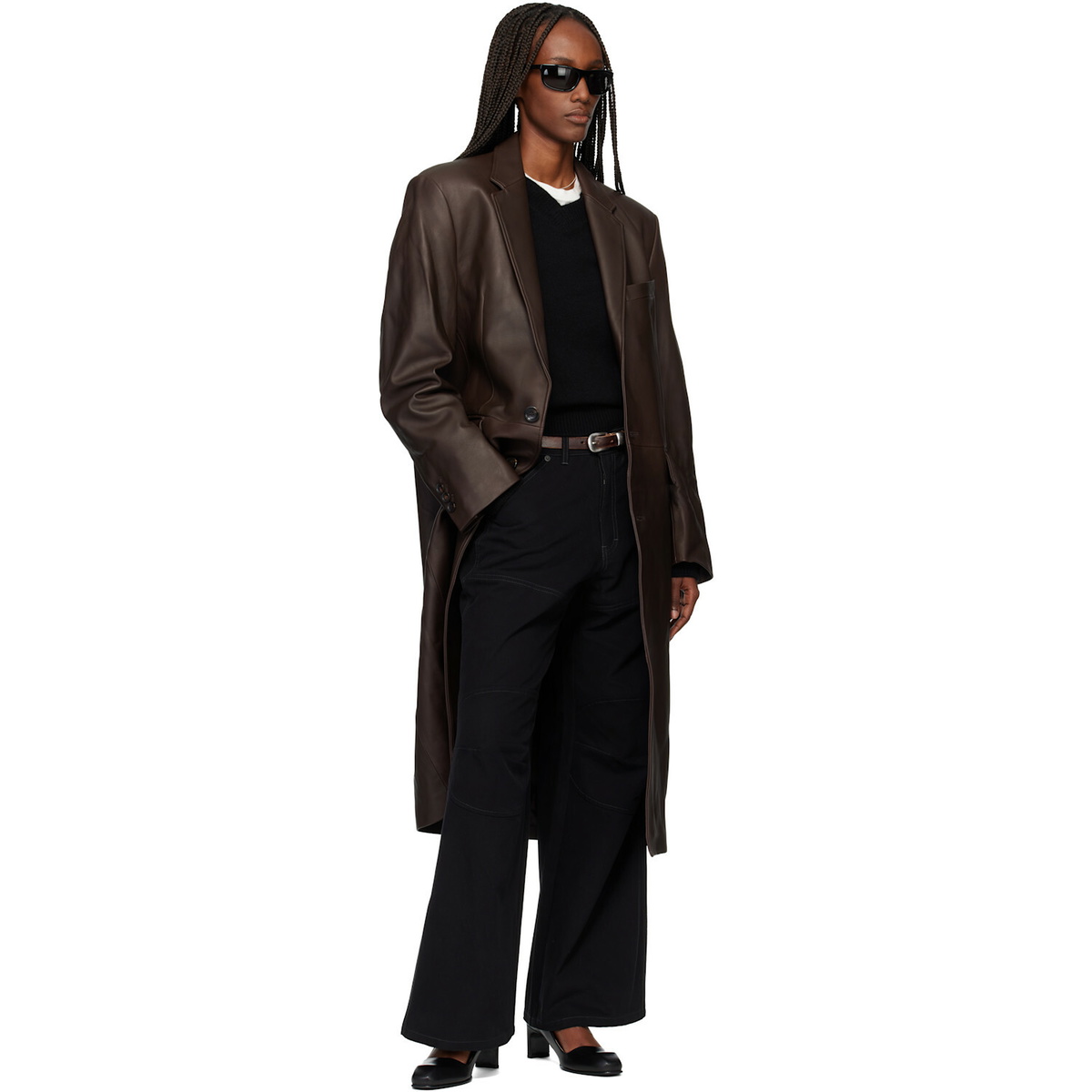 TONYWACK Brown Naked Single Lamb Leather Coat