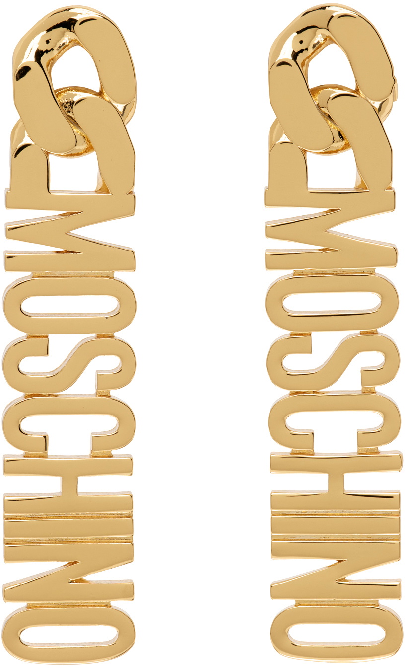 【関税&送料込】Moschino Logo Earrings Moschino Gold Logo Earrings Moschino