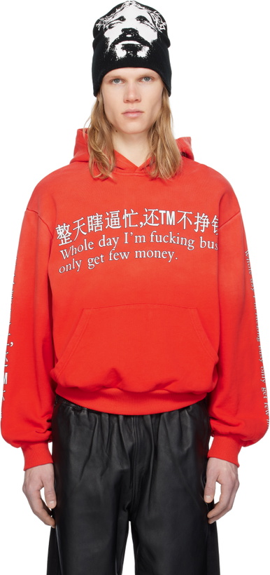 Photo: Praying SSENSE Exclusive Red 'Busy' Hoodie