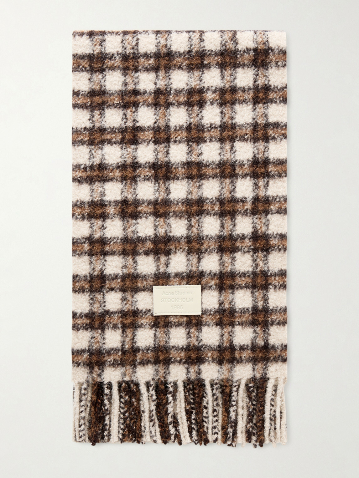 Acne Studios - Fringed Logo-Appliquéd Leather-Trimmed Knitted Scarf