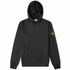 Stone Island Men's Cotton Zip Pocket Detail Popover Hoody in Black