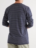 Hemen Biarritz - Niko Slim-Fit Striped Organic Cotton-Jersey Henley T-Shirt - Blue
