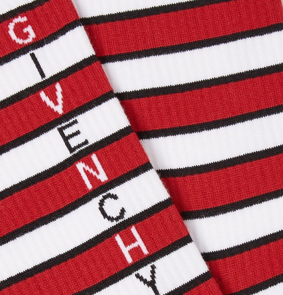 Givenchy - Logo-Intarsia Stretch Striped Cotton-Blend Socks - Men ...