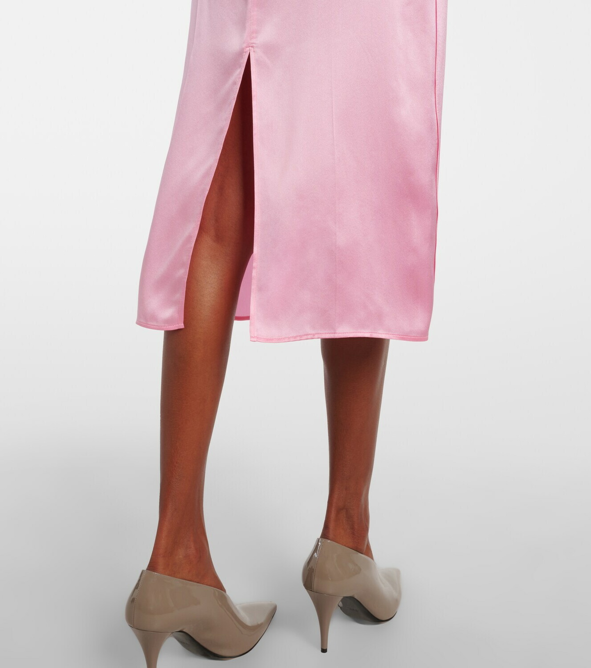 Gucci Lace-trimmed silk satin midi dress