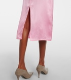 Gucci Lace-trimmed silk satin midi dress