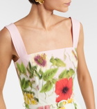 Oscar de la Renta Belted floral cotton-blend poplin midi dress