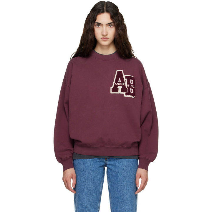 Photo: ANINE BING Burgundy Miles Oversized Letterman Sweatshirt