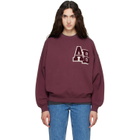 ANINE BING Burgundy Miles Oversized Letterman Sweatshirt