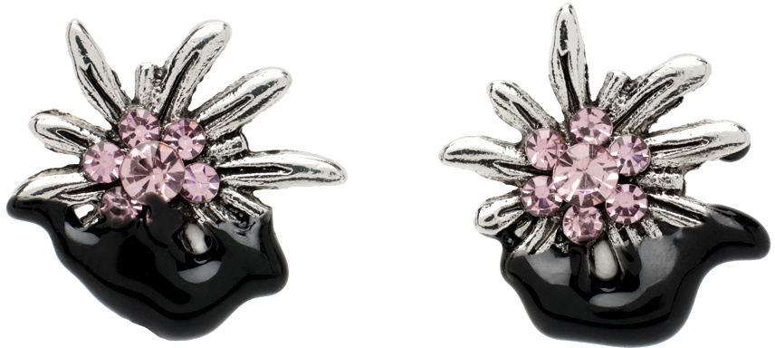 Ottolinger Silver & Black Dipped Edleweiss Stud Earrings