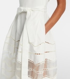 Elie Saab Belted organza-trimmed cotton maxi dress