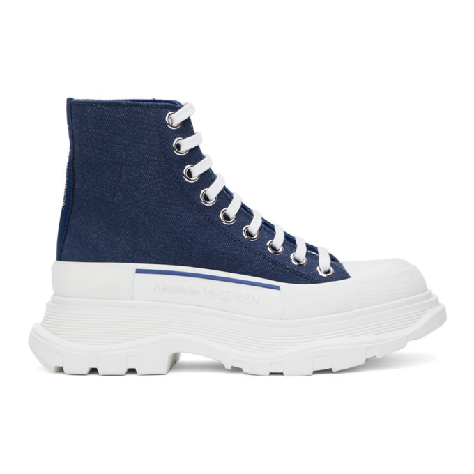 Alexander McQueen Indigo Denim Tread Slick High Sneakers Alexander McQueen