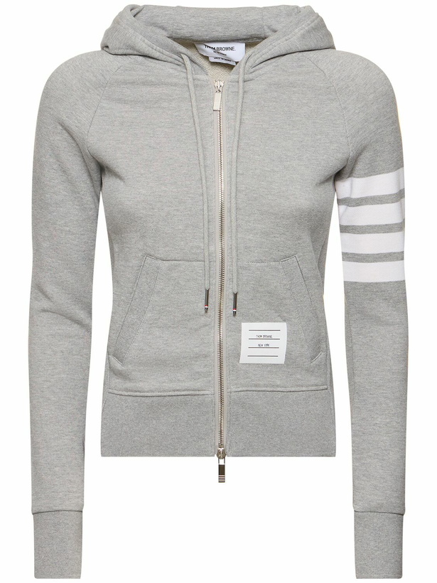 Photo: THOM BROWNE Intarsia Cotton Jersey Zip-up Sweatshirt