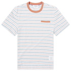 Thom Browne Men's Pocket Stripe T-Shirt in Medium Blue