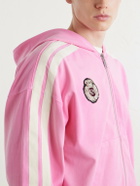 424 - Academy Logo-Appliquéd Cotton-Jersey Zip-Up Hoodie - Pink