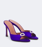 Amina Muaddi Mini Camelia embellished satin mules