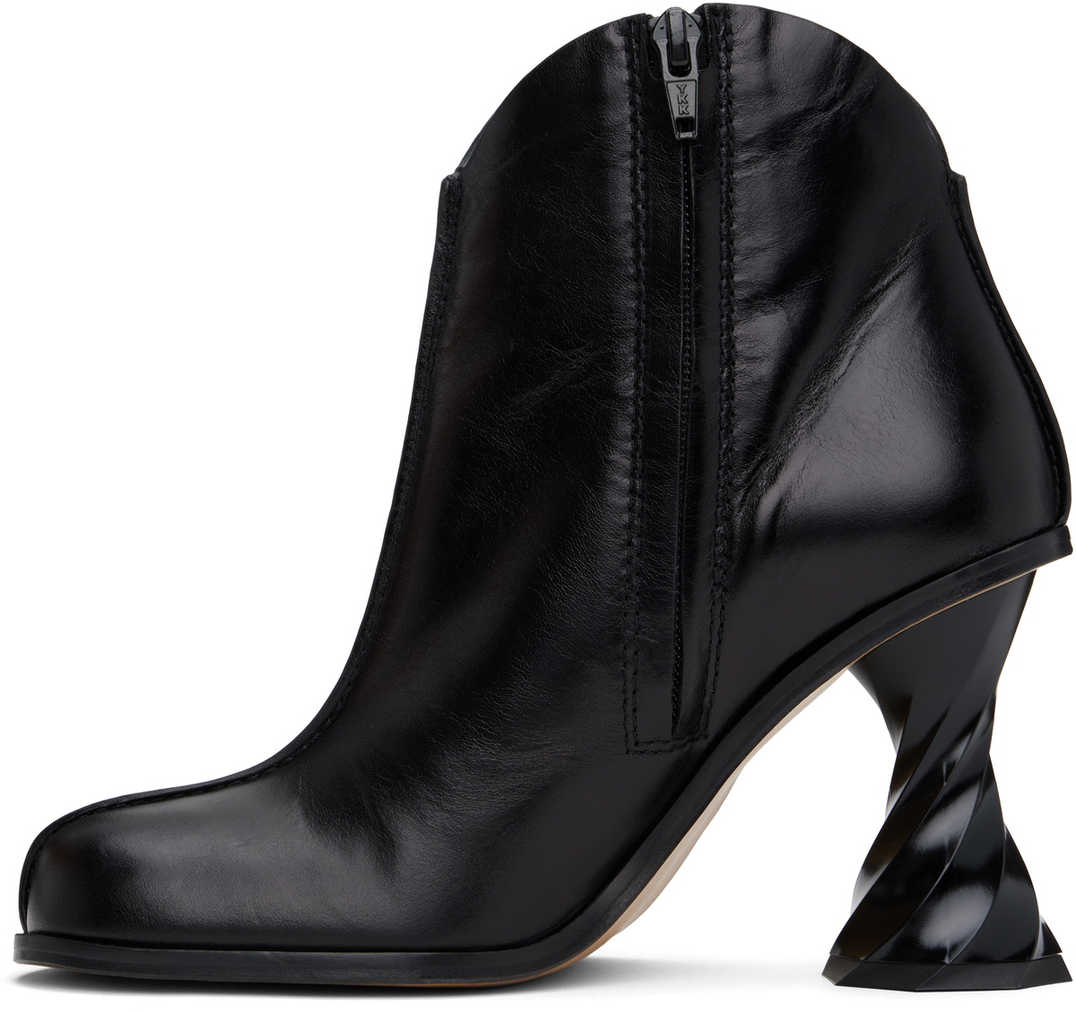 靴 twisted leather pointed toe zip boots twisted leather pointed toe zip boots