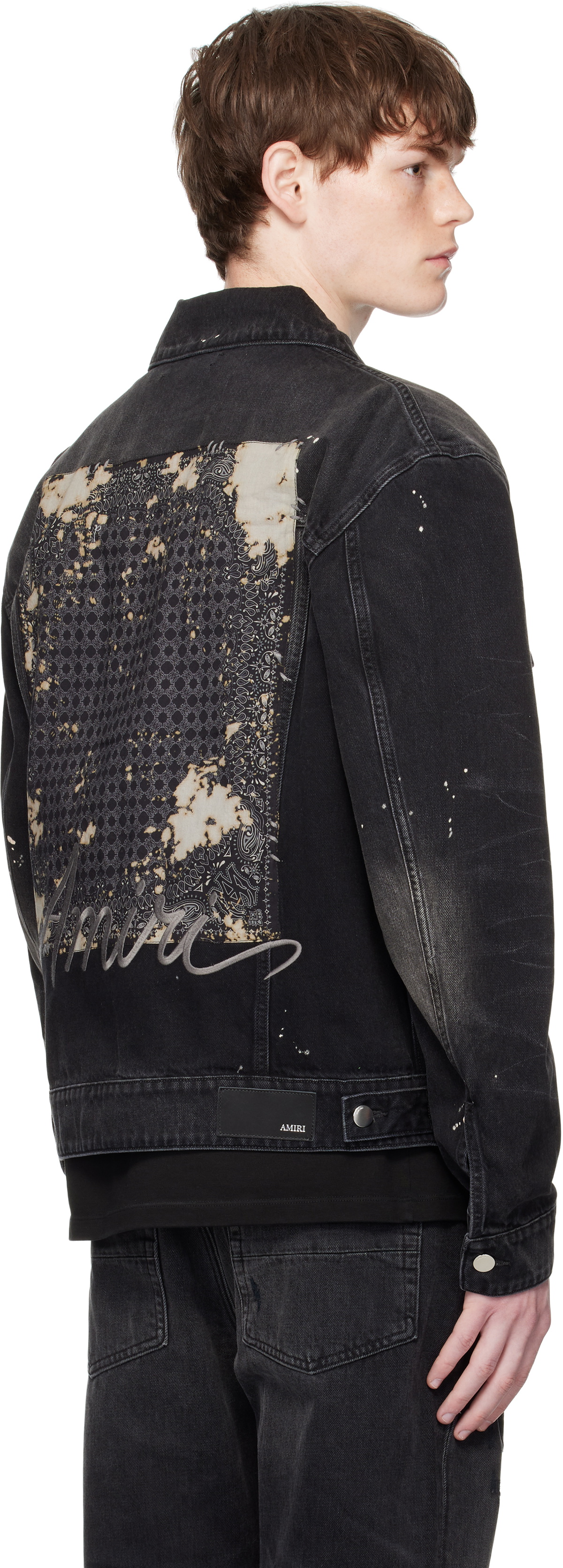 AMIRI Black Bleach Bandana Denim Jacket