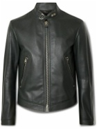 TOM FORD - Full-Grain Leather Biker Jacket - Green