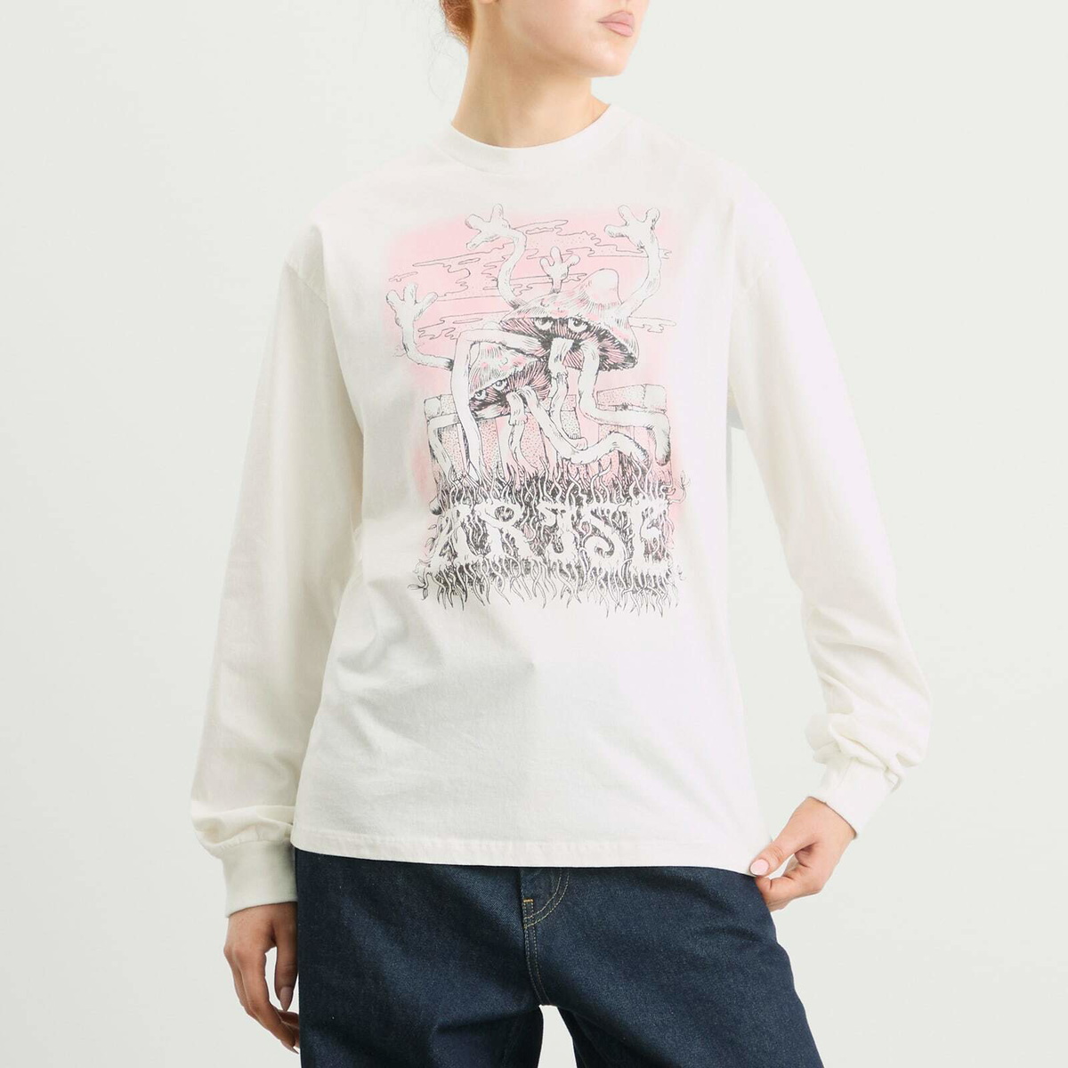 Aries Women's Faded Shroom Awakening Long Sleeve T-Shirt in White