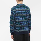 Missoni Men's Wave Cable Chunky Crew Knit in Blue/Grey