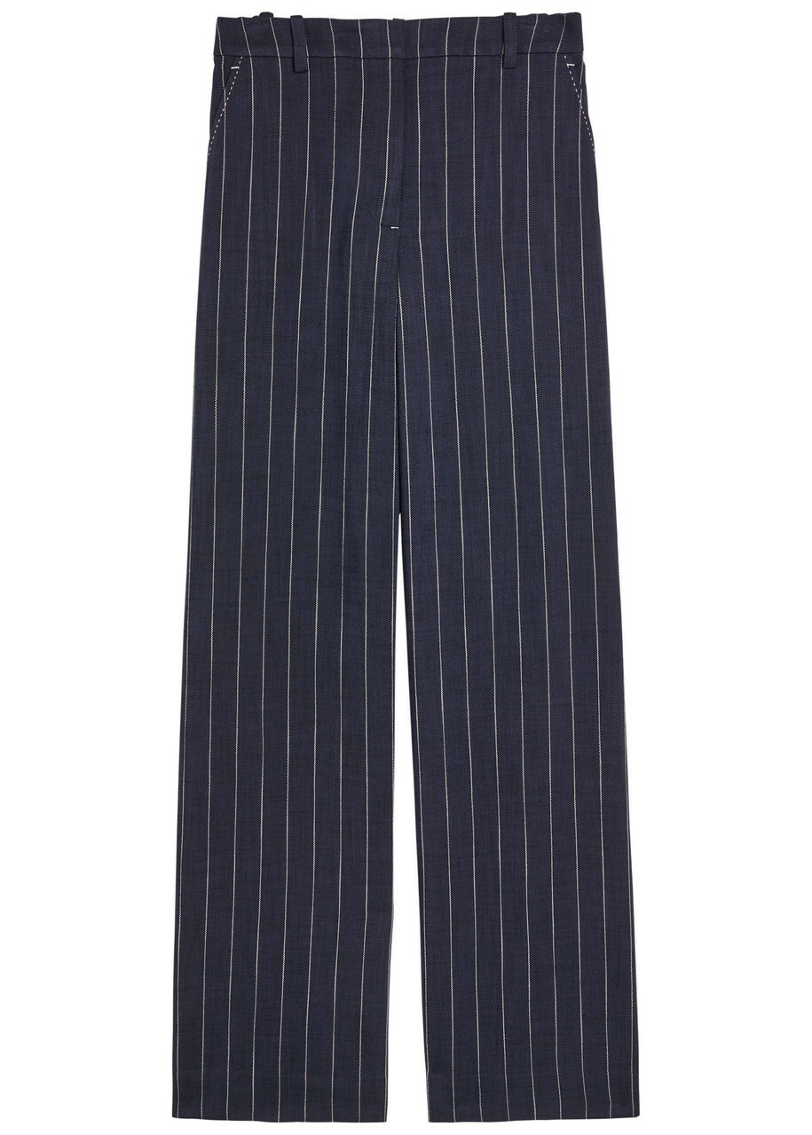 Simkhai Tavar Pinstripe Straight-leg Canvas Trousers Navy